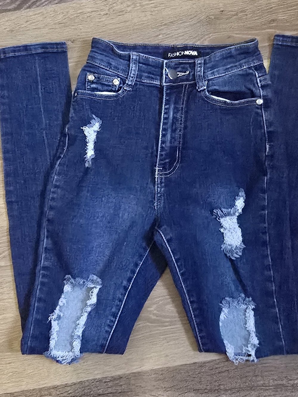 Fashion Nova Dark Wash Distressed Ripped Skinny Jeans Distressed Skinny Jeans in